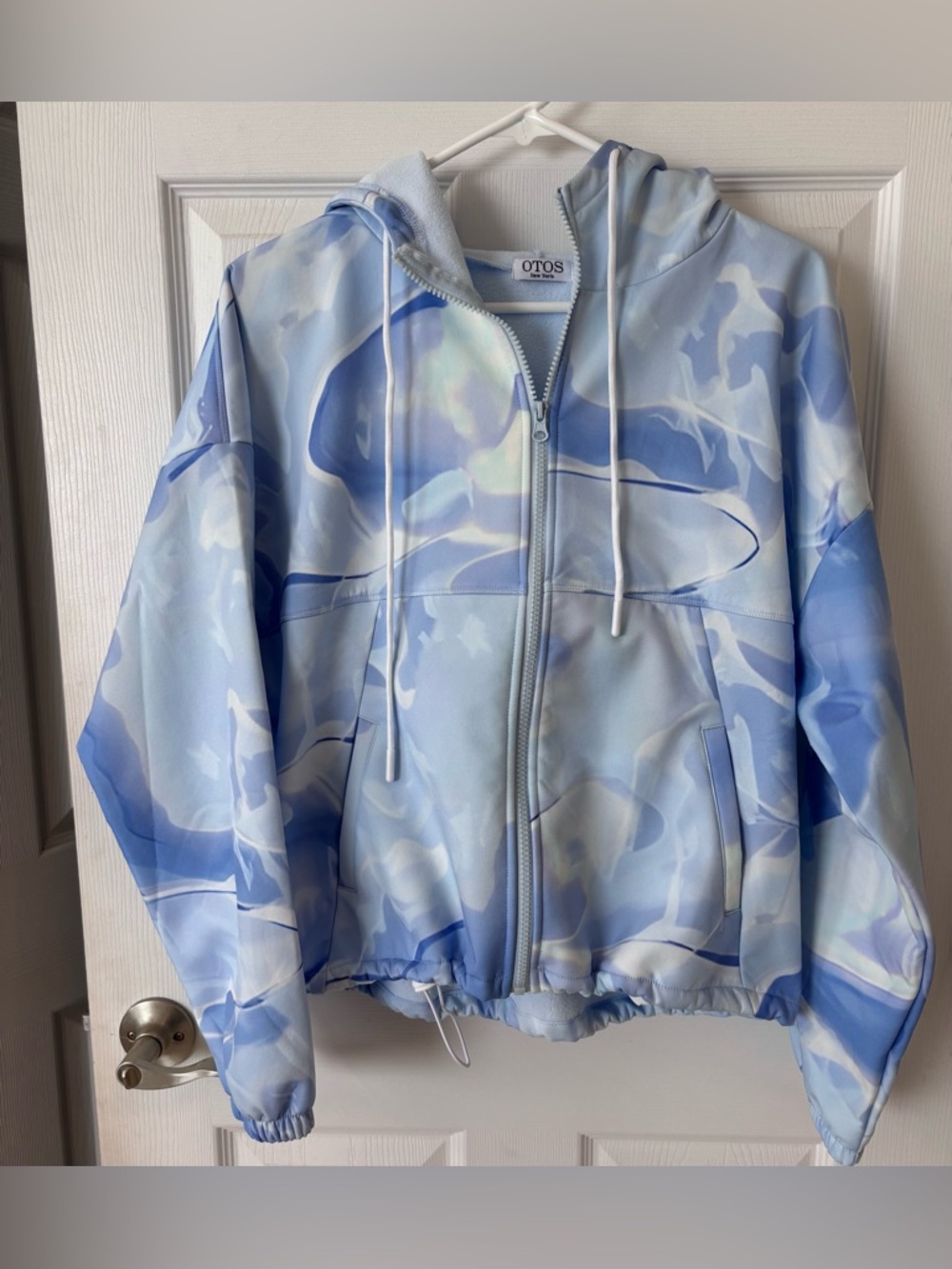 Otos‎ New York Blue Marbled Hooded Zip Sweatshirt